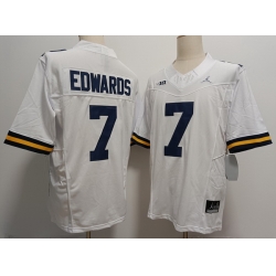 Men Michigan Wolverines Donovan Edwards #7 White F U S E Stitched Jersey