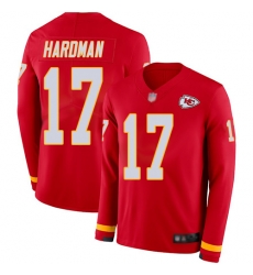 Chiefs 17 Mecole Hardman Red Team Color Men Stitched Football Limited Therma Long Sleeve Jersey