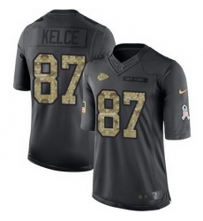 Nike Chiefs #87 Travis Kelce Black Mens Stitched NFL Limited 2016 Salute to Service Jersey