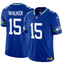 Men Seattle Seahawks 15 P J  Walker Royal 2024 F U S E Throwback Vapor Limited Stitched Football Jersey