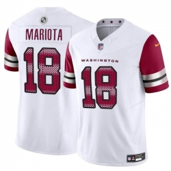 Men Washington Commanders 18 Marcus Mariota White 2024 F U S E Vapor Limited Stitched Football Jersey