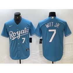 Men Kansas City Royals  7 Bobby Witt Jr  Light Blue 2024 Alternate Limited Stitched Baseball Jersey