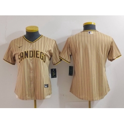 Women San Diego Padres Tan Team Big Logo Stitched Baseball Jersey 2