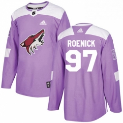 Mens Adidas Arizona Coyotes 97 Jeremy Roenick Authentic Purple Fights Cancer Practice NHL Jersey 