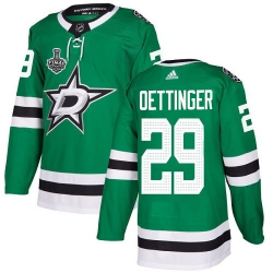 Men Adidas Dallas Stars 29 Jake Oettinger Green Home Authentic 2020 Stanley Cup Final Stitched NHL Jersey