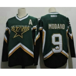 Men Dallas Stars 9 Mike Modano 2005 Green CCM Throwback Stitched Vintage Hockey Jersey