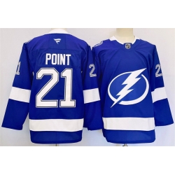 Men Tampa Bay Lightning 21 Brayden Point 2024 25 Blue Stitched Jersey