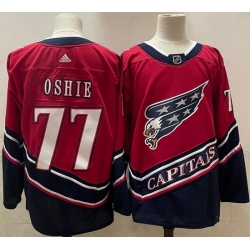 Men Washington Capitals 77 T J  Oshie Red 2020 21 Reverse Retro Adidas Jersey