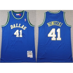 Men Dallas Mavericks 41 Dirk Nowitzki Blue Stitched Jersey