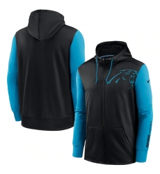 Men Carolina Panthers Black Blue Fan Gear Mascot Performance Full Zip Hoodie