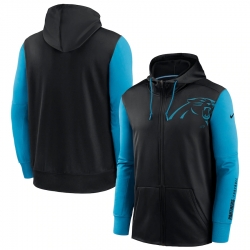 Men Carolina Panthers Black Blue Fan Gear Mascot Performance Full Zip Hoodie