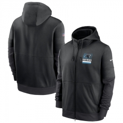 Men Carolina Panthers New 2020 Nike Gray Black Fan Gear Mascot Performance Full Zip Hoodie