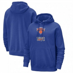 Men New York Knicks Blue 2023 24 City Edition Essential Club Pullover Hoodie