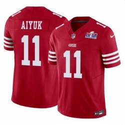 Men San Francisco 49ers 11 Brandon Aiyuk Red 2023 F U S E  Vapor Limited Stitched Football 2024 Super Bowl LVIII Jersey