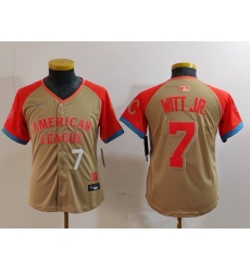 Youth American League 7 Bobby Witt Jr  Cream 2024 All Star Limited Stitched Jersey 5