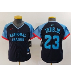 Youth National League 23 Fernando Tatis Jr  Navy 2024 All Star Limited Stitched Baseball Jersey 3