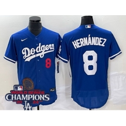 Youth Nike Los Angeles Dodgers Enrique Hernandez #8 Blue Flex Base 2024 World Series Champions Stitched MLB Jersey